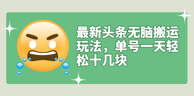 【副业项目3134期】最新头条无脑搬运教程，多号操作日赚几百块【实操课程+搬运软件】-元满创业网