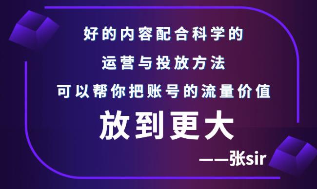 【副业项目3305期】（怎么投dou+快速涨粉）张sir账号流量增长课，让你的流量更精准-元满创业网