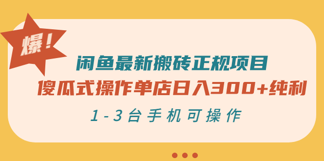 【副业项目3413期】闲鱼最新搬砖正规赚钱项目（手机上赚钱的副业）-元满创业网