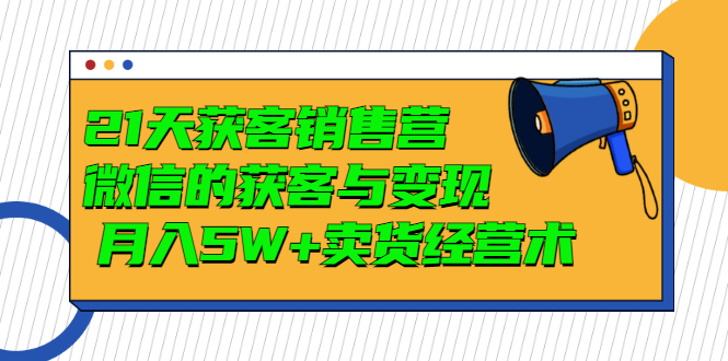 【副业项目3530期】微信营销的方法和技巧：21天获客销售营，带你破解微信的获客与变现-元满创业网