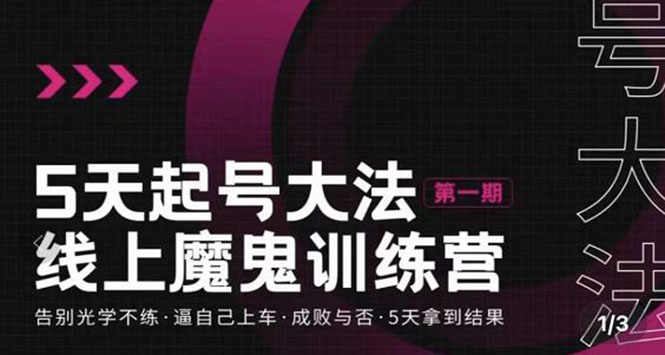 【副业项目3626期】五天起号魔鬼训练营，告别光学不练，逼自己上车，成败与否，5天拿到结果-元满创业网