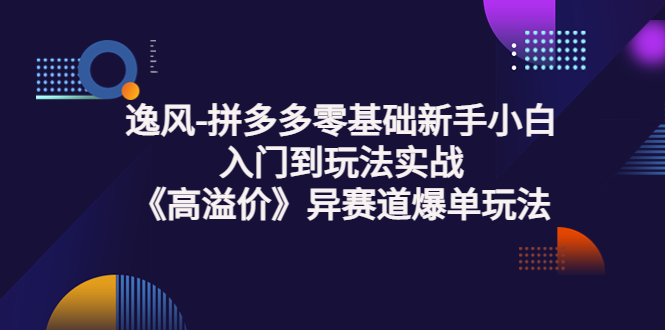 【副业项目3877期】逸风-拼多多新手小白入门到玩法实战，异赛道爆单玩法实操课-元满创业网
