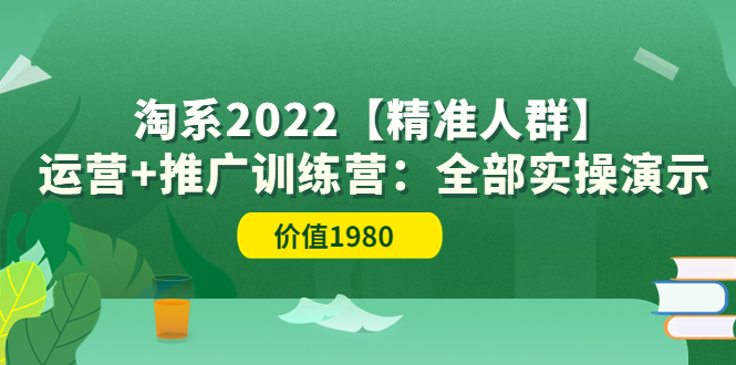 【副业项目3941期】淘系2022【精准人群】运营+推广训练营：全部实操演示-元满创业网