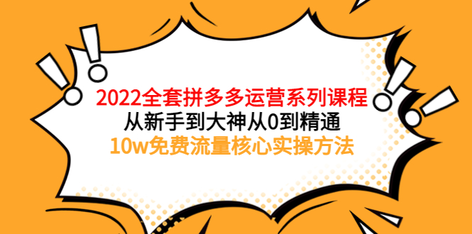 【副业项目4045期】2022全套拼多多运营课程：新手怎么做拼多多电商，10w免费流量核心实操方法-元满创业网