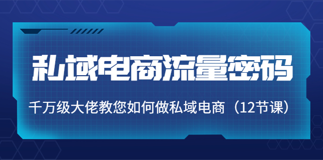 【副业项目4297期】私域电商流量密码：千万级大佬教您如何做私域电商（12节课）-元满创业网