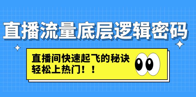【副业项目4973期】直播流量底层逻辑密码：直播间快速起飞的秘诀，轻松上热门-元满创业网