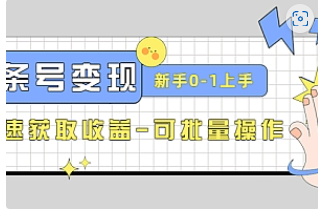 【副业项目4839期】2023头条号实操变现课：新手0-1轻松上手，快速获取收益-可批量操作-元满创业网