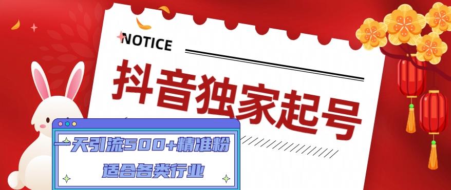 【副业项目5106期】抖音独家起号，一天引流500+精准粉，适合各类行业（9节视频课）-元满创业网