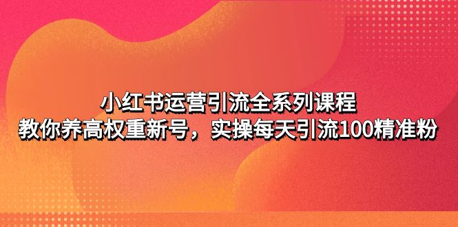 【副业项目5144期】小红书运营引流全系列课程：教你养高权重新号，实操每天引流100精准粉-元满创业网