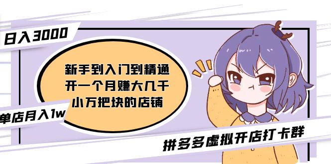 【副业项目5173期】拼多多虚拟开店打卡群：新手到入门到精通（昨日群里有小伙伴日入3000+）-元满创业网