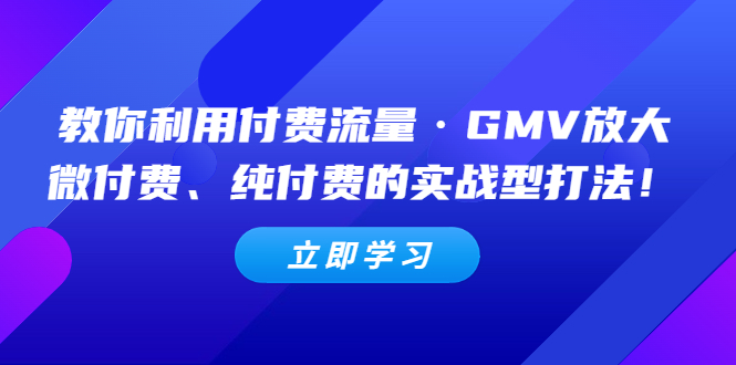 【副业项目5265期】教你利用付费流量·GMV放大，微付费、纯付费的实战型打法-元满创业网
