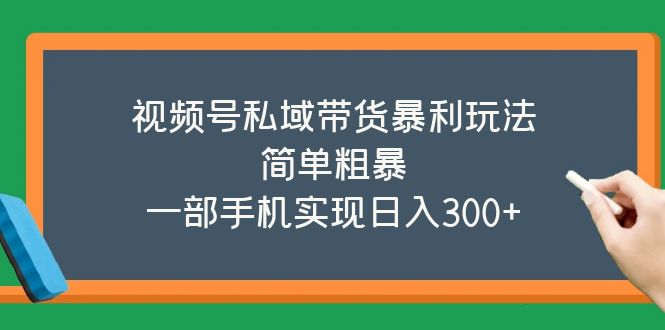 【副业项目5627期】视频号私域带货暴利玩法，简单粗暴，一部手机实现日入300+-元满创业网