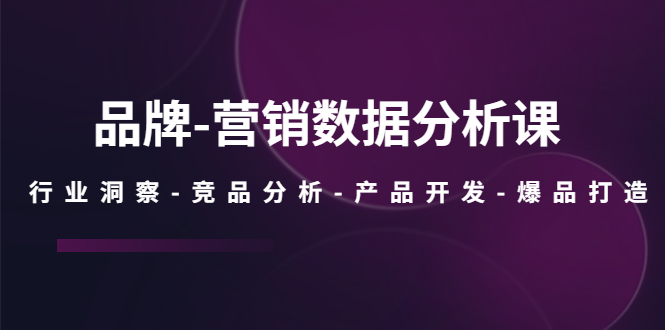 【副业项目5644期】品牌-营销数据分析课，行业洞察-竞品分析-产品开发-爆品打造-元满创业网