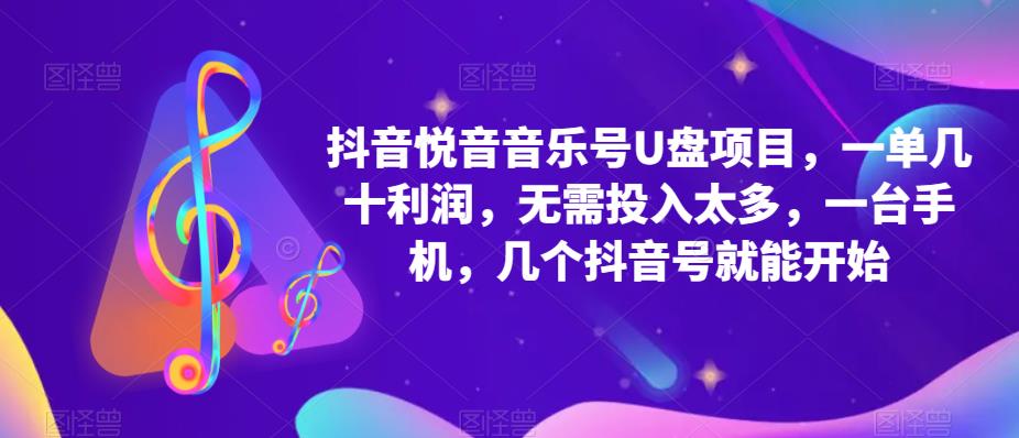 【副业项目5503期】抖音音乐号U盘项目 一单几十利润 无需投入太多 一台手机 几个抖音号就开始-元满创业网