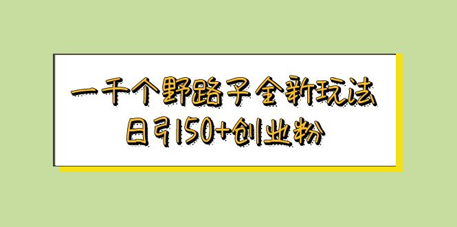 【副业项目5980期】一千个野路子全新玩法 日引50+创业粉-元满创业网