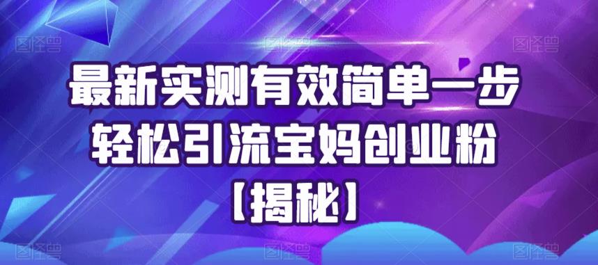 【副业项目6204期】最新实测有效简单一步轻松引流宝妈创业粉【揭秘】-元满创业网