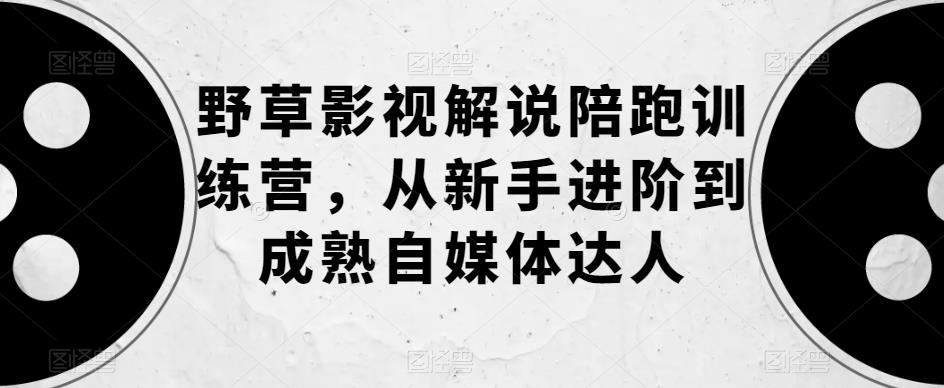 【副业项目6152期】野草影视解说陪跑训练营，从新手进阶到成熟自媒体达人-元满创业网
