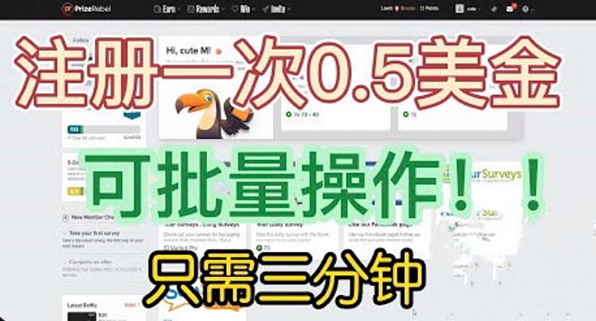 【副业项目6345期】国外项目注册一次0.5美金 只需三分钟无脑操作 可批量放大 小白工作室福利-元满创业网