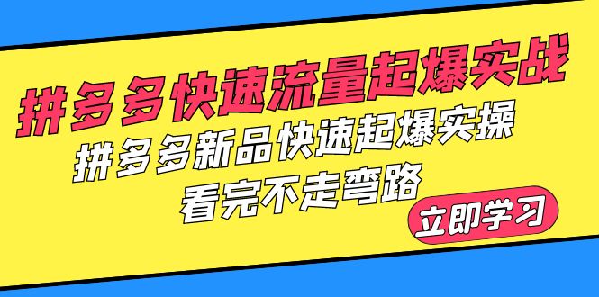 【副业项目6310期】拼多多-快速流量起爆实战，拼多多新品快速起爆实操，看完不走弯路-元满创业网