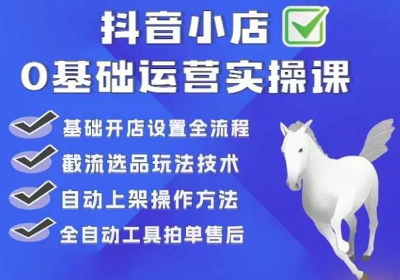【副业项目6317期】白马电商·0基础抖店运营实操课，基础开店设置全流程，截流选品玩法技术-元满创业网
