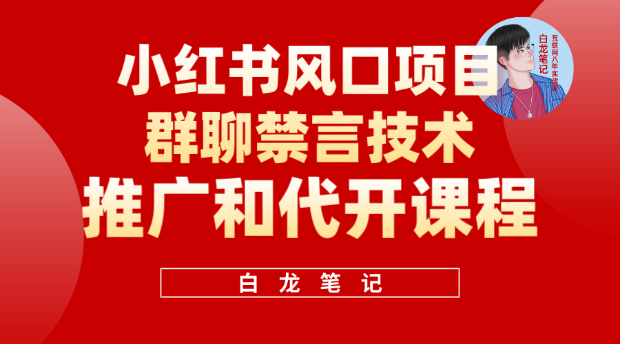 【副业项目5991期】小红书风口项目日入300+，小红书群聊禁言技术代开项目，适合新手操作-元满创业网