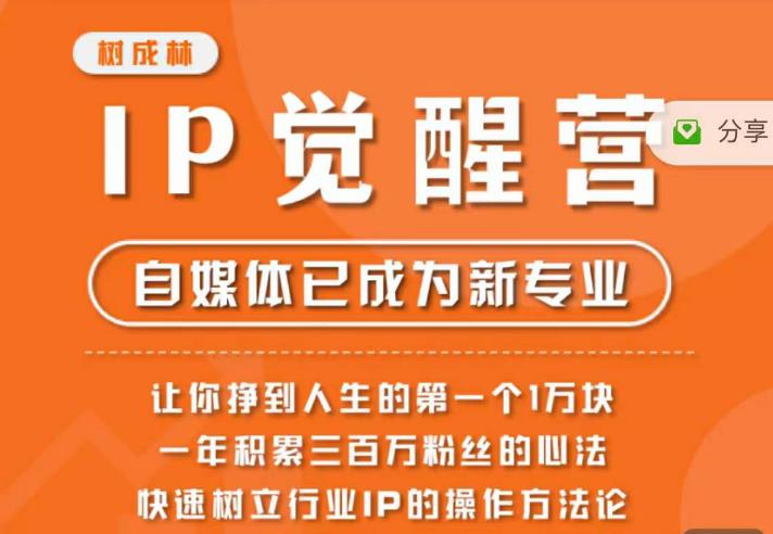 【副业项目6657期】树成林·IP觉醒营，快速树立行业IP的操作方法论，让你赚到人生的第一个1万块-元满创业网