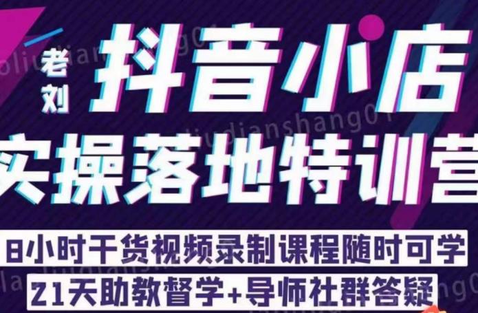 【副业项目6755期】老刘·抖店商品卡流量，​抖音小店实操落地特训营，8小时干货视频录制课程随时可学-元满创业网