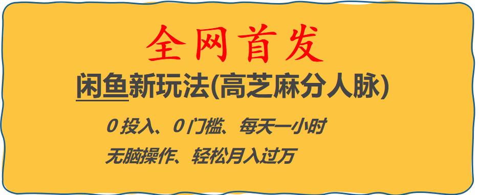 【副业项目6375期】闲鱼新玩法(高芝麻分人脉)0投入0门槛,每天一小时，轻松月入过万【揭秘】-元满创业网