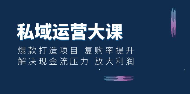【副业项目6574期】私域运营大课：爆款打造项目 复购率提升 解决现金流压力 放大利润-元满创业网
