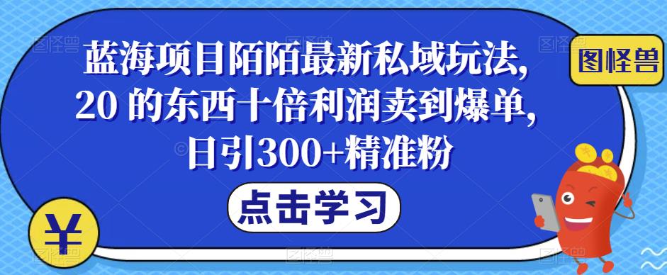 【副业项目6699期】蓝海项目陌陌最新私域玩法，20 的东西十倍利润卖到爆单，日引300+精准粉【揭秘】-元满创业网