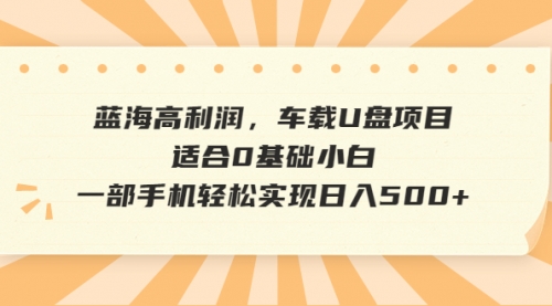 【副业项目6781期】蓝海高利润，车载U盘项目，适合0基础小白，一部手机轻松实现一天500+-元满创业网