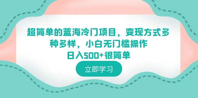【副业项目6524期】超简单的蓝海冷门项目，变现方式多种多样，小白无门槛操作日入500+很简单-元满创业网