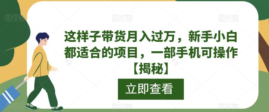 【副业项目6858期】这样子带货月入过万，新手小白都适合的项目，一部手机可操作【揭秘】-元满创业网