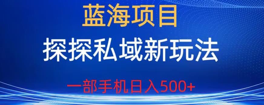 【副业项目6894期】蓝海项目，探探私域新玩法，一部手机日入500+很轻松【揭秘】-元满创业网