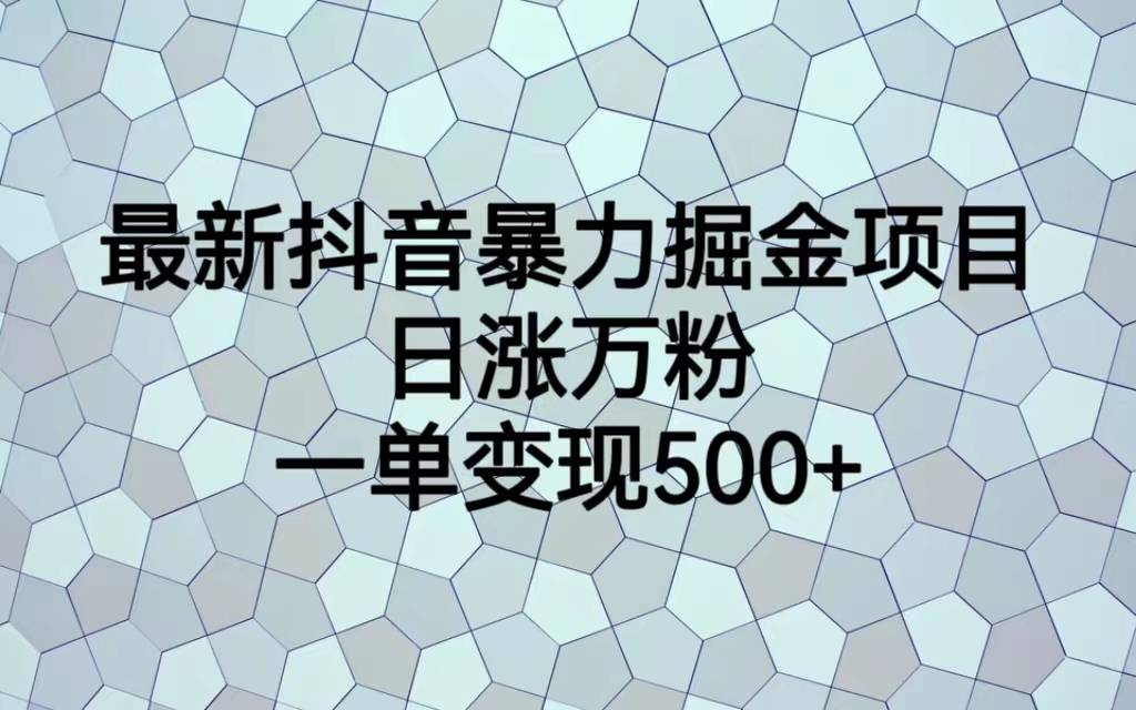 【副业项目6939期】最新抖音暴力掘金项目，日涨万粉，一单变现500+-元满创业网