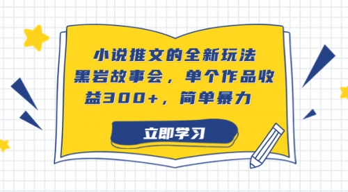 【副业项目7080期】小说推文的全新玩法，黑岩故事会，单个作品收益300+，简单暴力-元满创业网