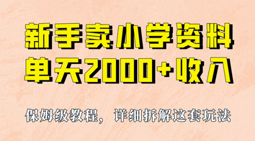 【副业项目7100期】卖小学资料，实现单天2000+，实操项目，保姆级教程+资料+工具-元满创业网