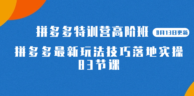 【副业项目7470期】2023拼多多·特训营高阶班【9月13日更新】拼多多最新玩法技巧落地实操-83节-元满创业网