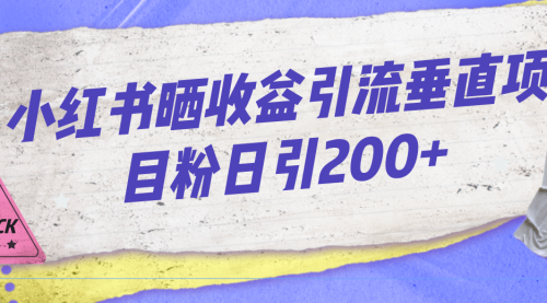 【副业项目7194期】小红书晒收益图引流垂直项目粉日引200+-元满创业网