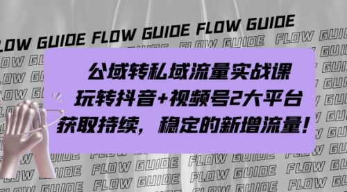 【副业项目7222期】公域转私域流量实战课，玩转抖音+视频号2大平台，获取持续，稳定的新增流量-元满创业网