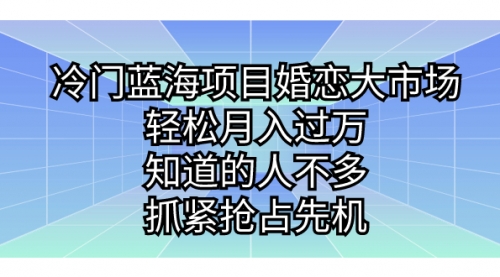 【副业项目7246期】冷门蓝海项目婚恋大市场，轻松月入过万-元满创业网