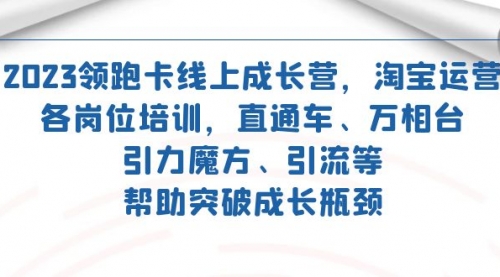 【副业项目7677期】2023领跑·卡 线上成长营 淘宝运营各岗位培训 直通车 万相台 引力魔方 引流-元满创业网