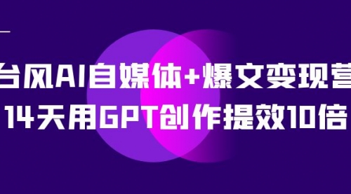 【副业项目7733期】台风AI自媒体+爆文变现营，14天用GPT创作提效10倍（12节课）-元满创业网