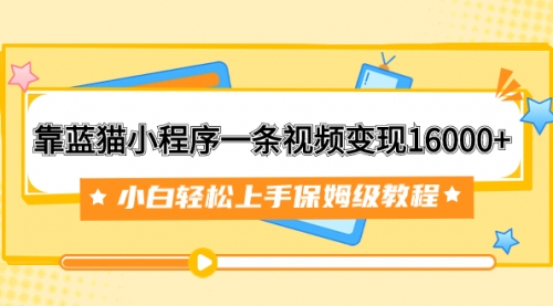 【副业项目7909期】靠蓝猫小程序一条视频变现16000+小白轻松上手保姆级教程（附166G资料素材）-元满创业网