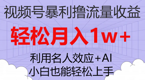 【副业项目7966期】视频号暴利撸流量收益，小白也能轻松上手，轻松月入1w+-元满创业网