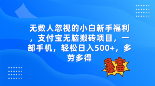 【副业项目8111期】无数人忽视的项目，支付宝无脑搬砖项目，一部手机即可操作，轻松日入500+-元满创业网