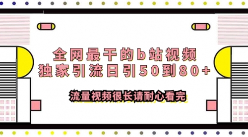 【副业项目8119期】全网最干的b站视频独家引流日引50到80+-元满创业网
