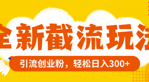 【副业项目8262期】全新截流玩法，精准引流创业粉，轻松日入300+-元满创业网