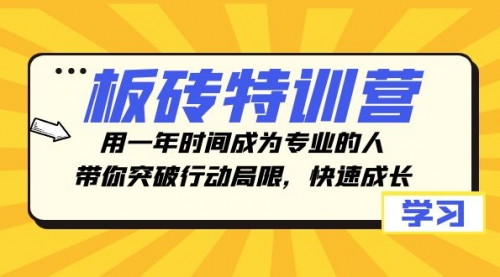 【副业项目8289期】板砖特训营，用一年时间成为专业的人，带你突破行动局限，快速成长-元满创业网