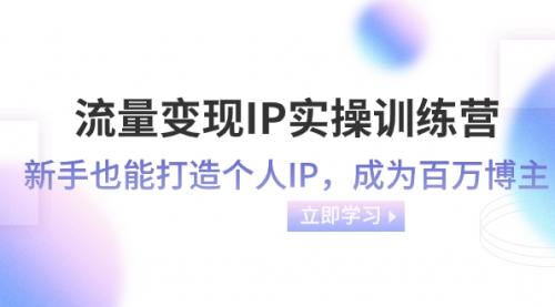 【副业项目8349期】流量变现-IP实操训练营：新手也能打造个人IP，成为百万博主-元满创业网